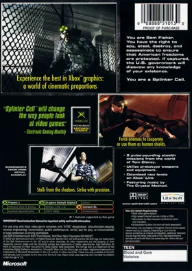 Tom Clancys Splinter Cell (USA) box cover back